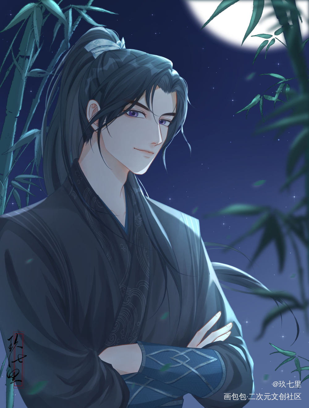 2.0的啊呜～～_二哈和他的白猫师尊墨燃古风平涂绘画作品