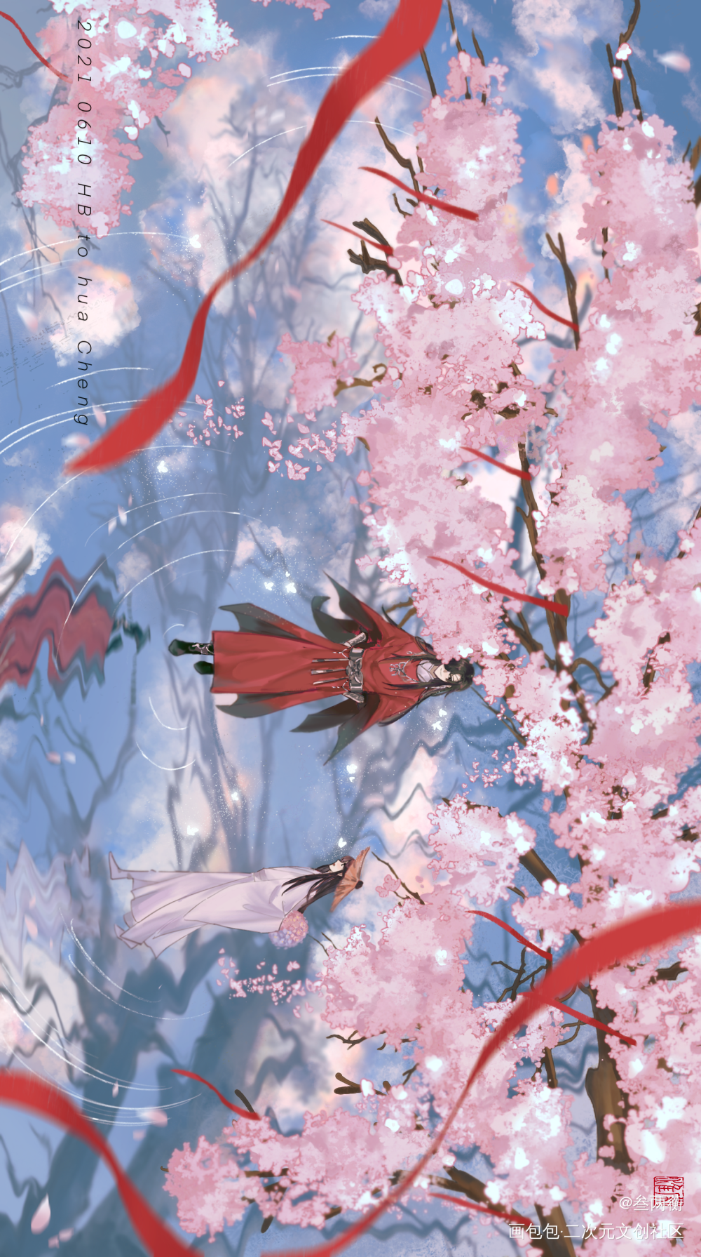 繁花与你，良辰好光景_天官赐福花怜绘画作品
