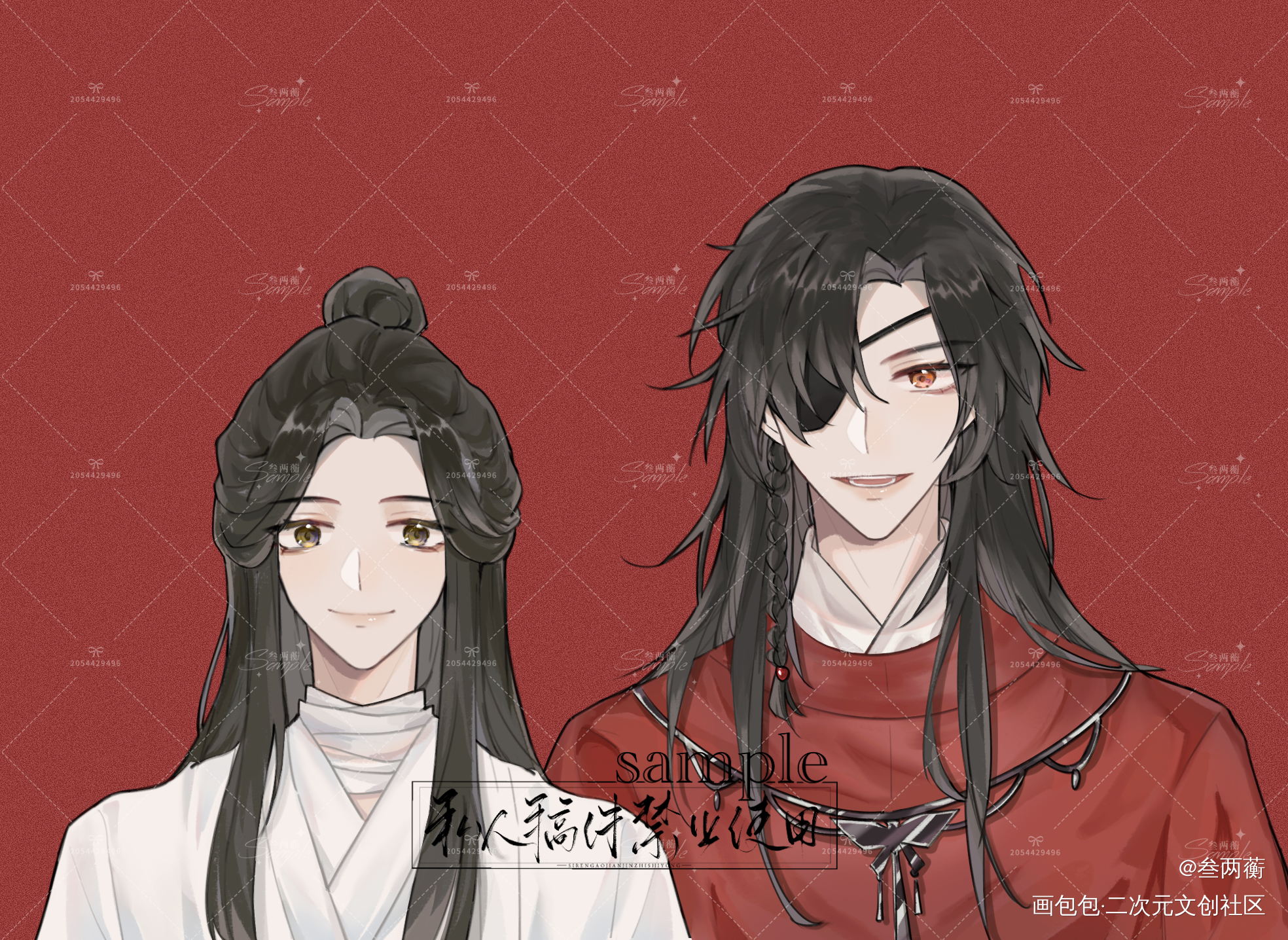 缔良缘_人渣反派自救系统天官赐福魔道祖师冰秋花怜忘羡绘画作品