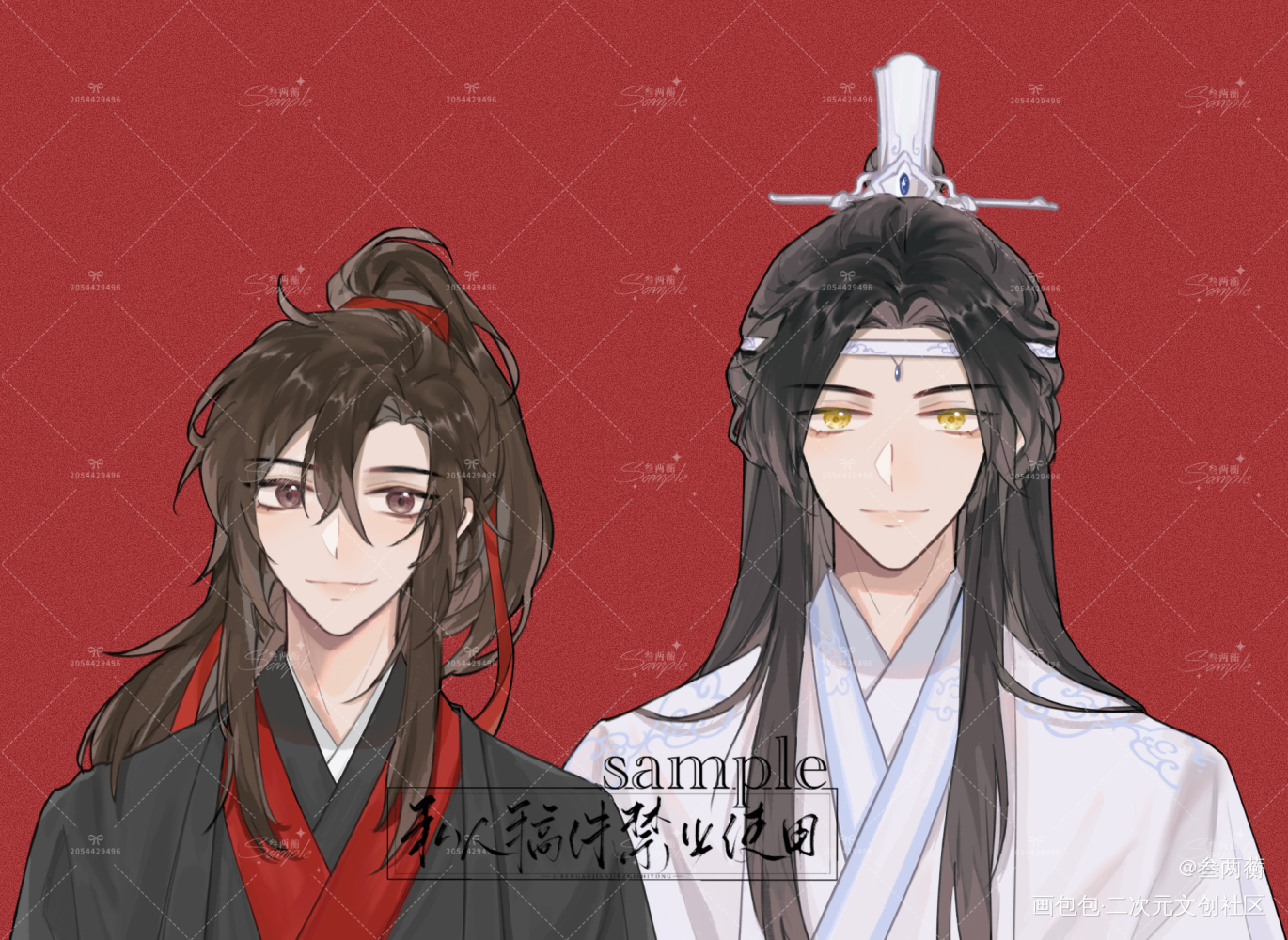 缔良缘_人渣反派自救系统天官赐福魔道祖师冰秋花怜忘羡绘画作品