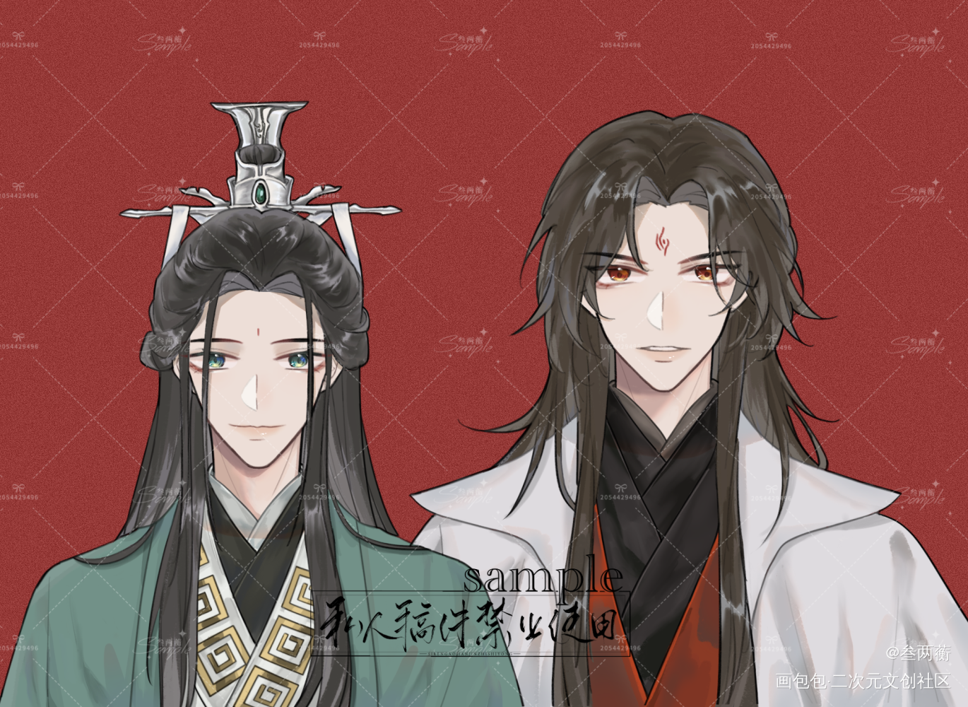 缔良缘_人渣反派自救系统天官赐福魔道祖师冰秋花怜忘羡绘画作品