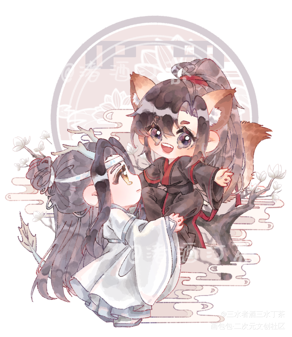 龙叽×狐羨_魔道祖师忘羡Q版绘画作品