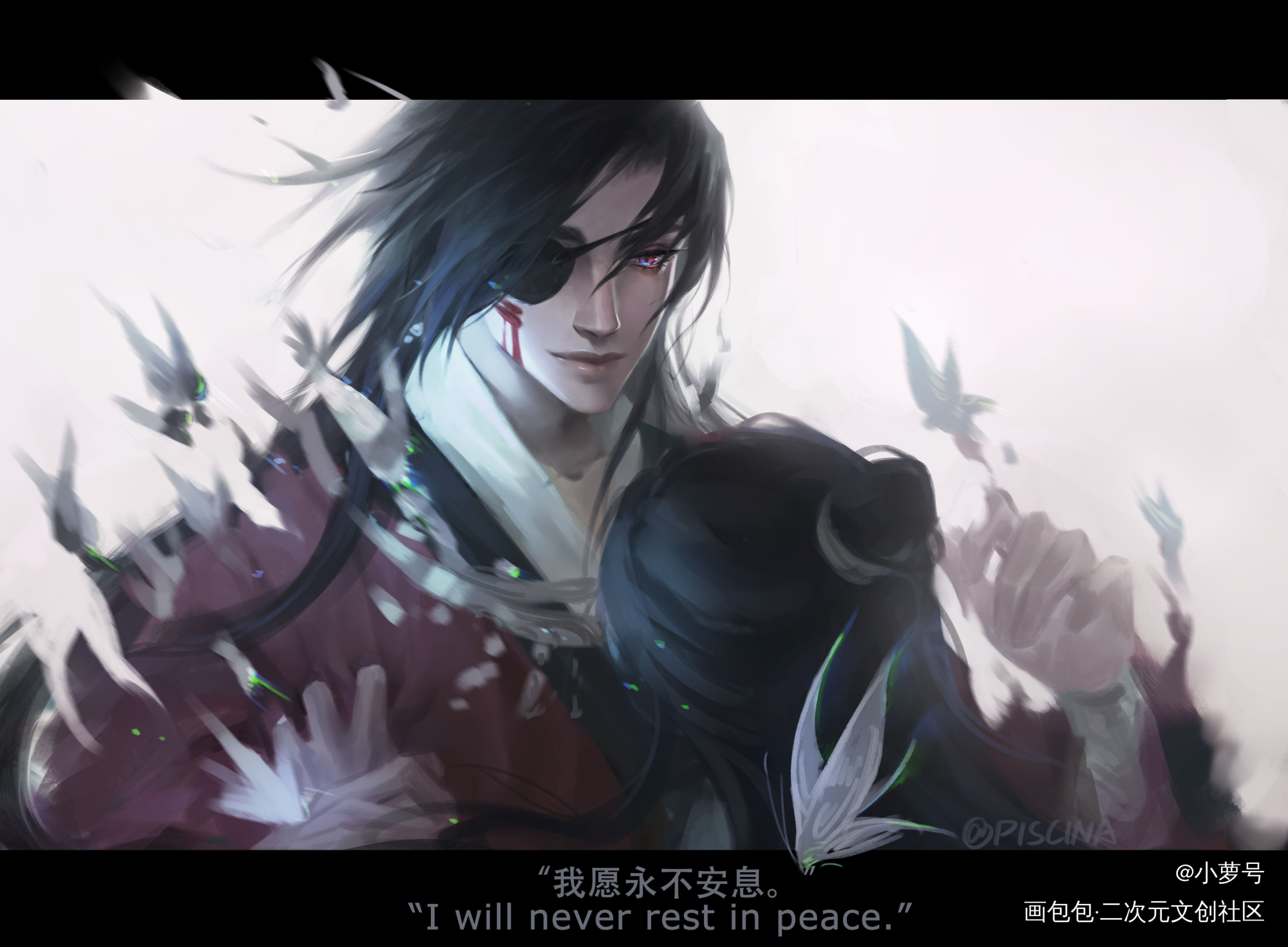 飞走了_天官赐福花怜花城厚涂插画同人绘画作品