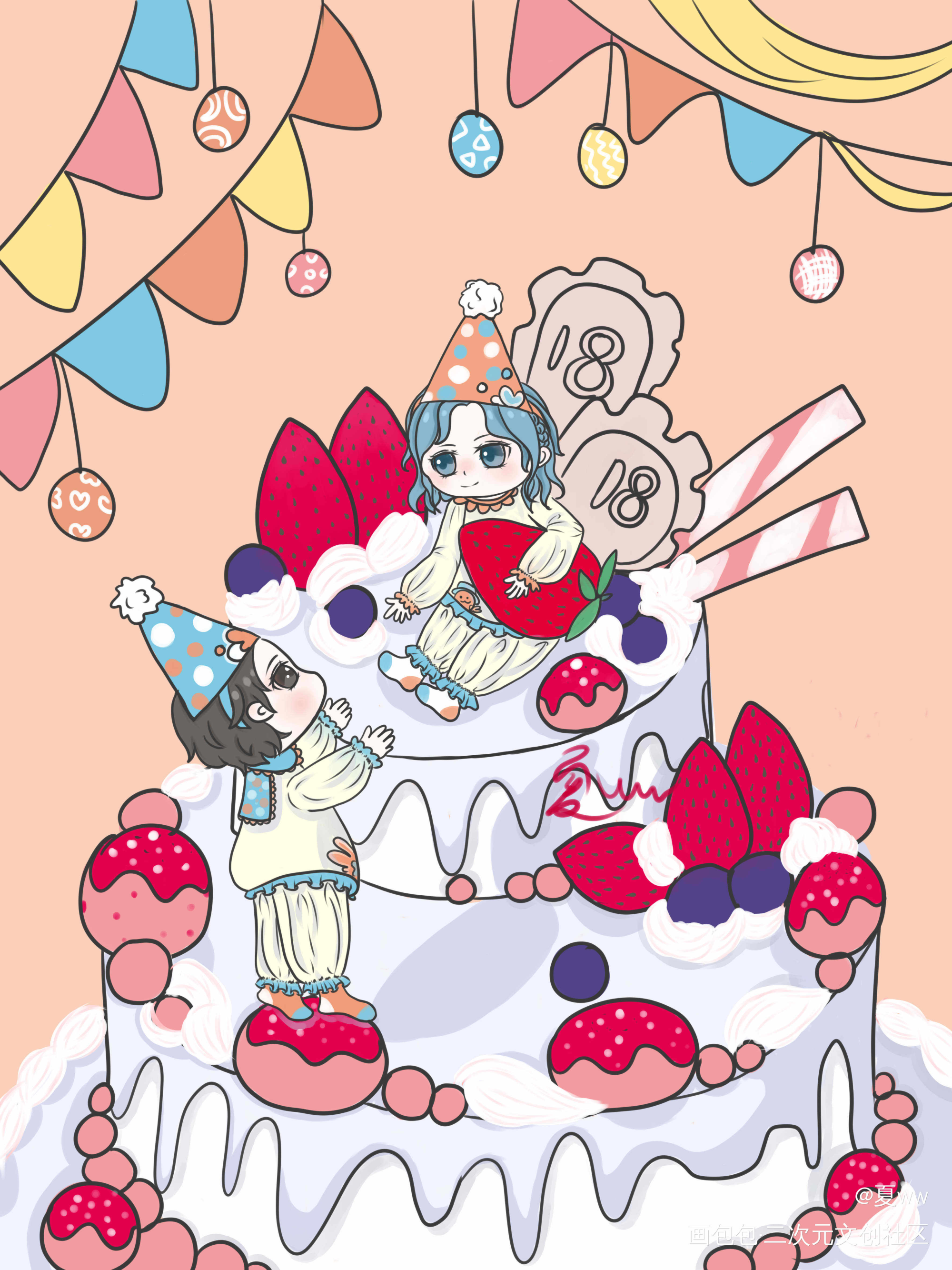 小辉哥生日快乐呀_188男团洛羿温小辉Q版绘画作品