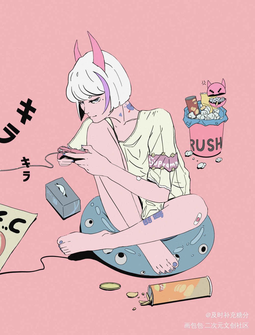 肥宅?_手绘平涂插画原创绘画作品