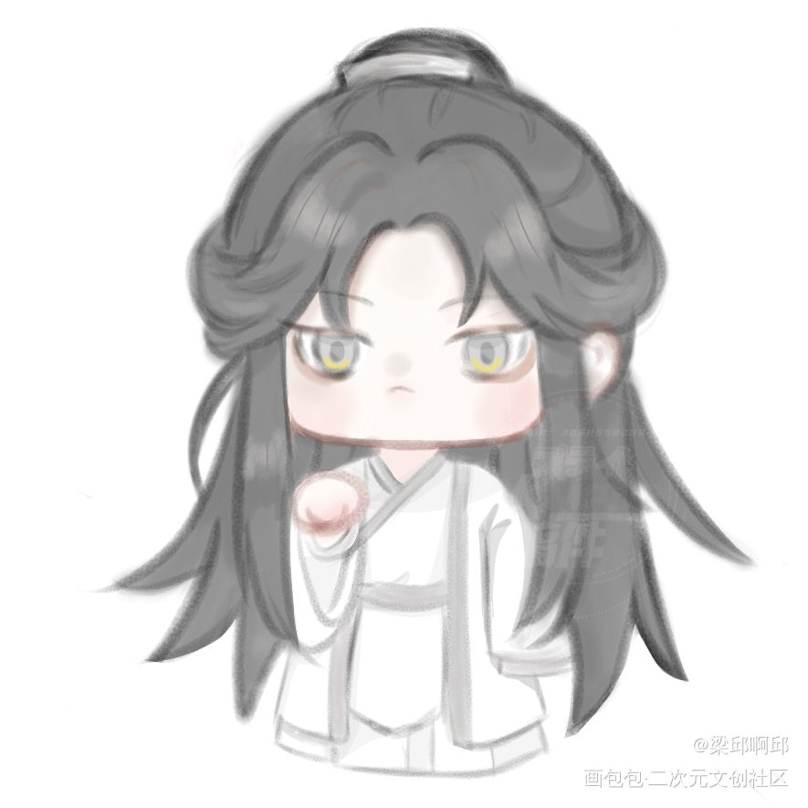 晚宁_二哈和他的白猫师尊燃晚手绘绘画作品