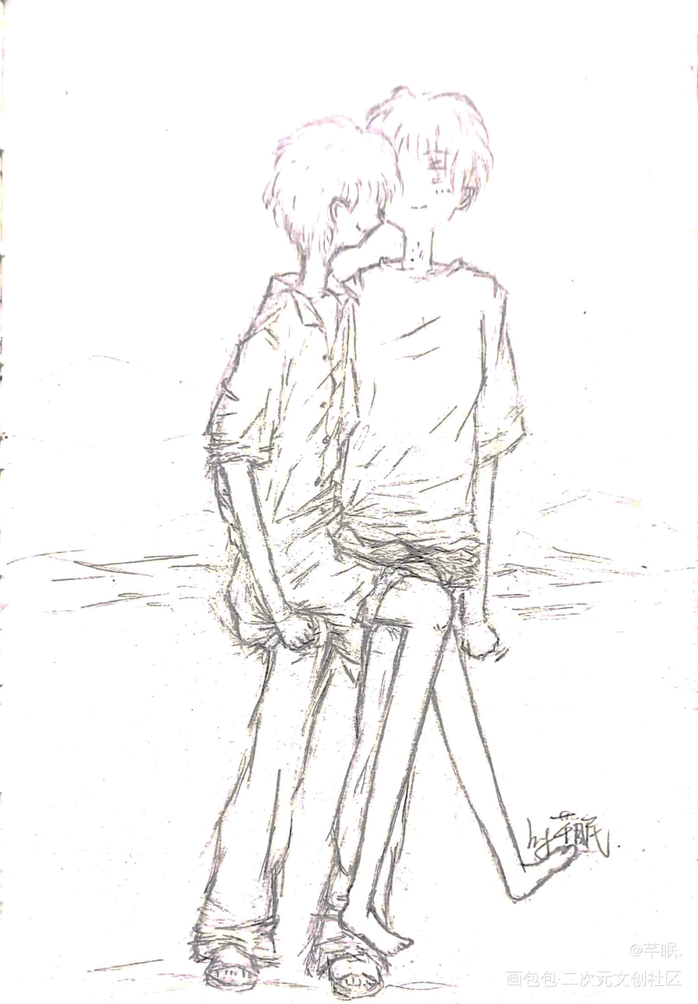男友衬衫_某某添望手绘绘画作品