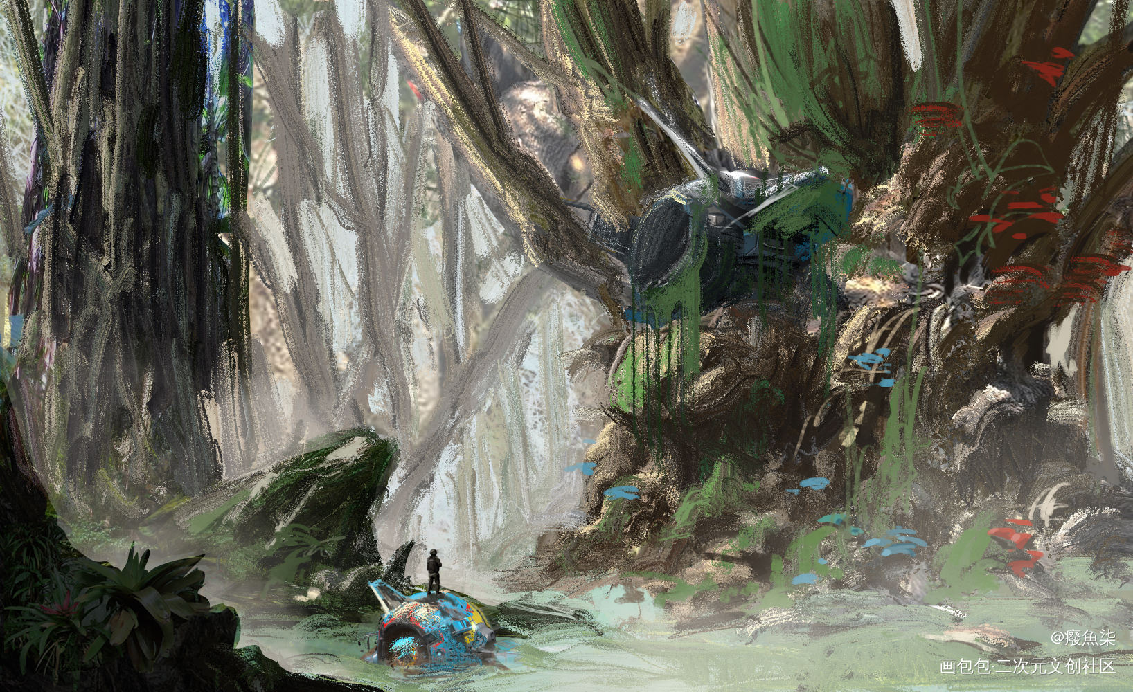 速涂练习_厚涂场景绘画场景求点评插画原创绘画作品