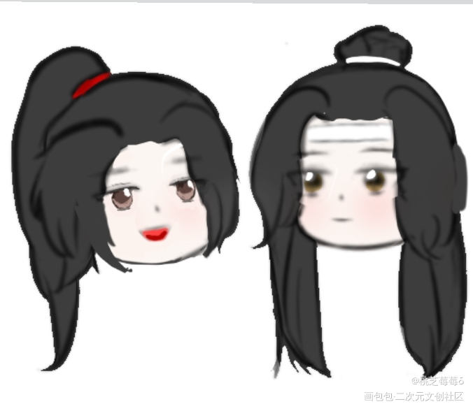忘羡大头贴贴_魔道祖师忘羡Q版墨香铜臭绘画作品