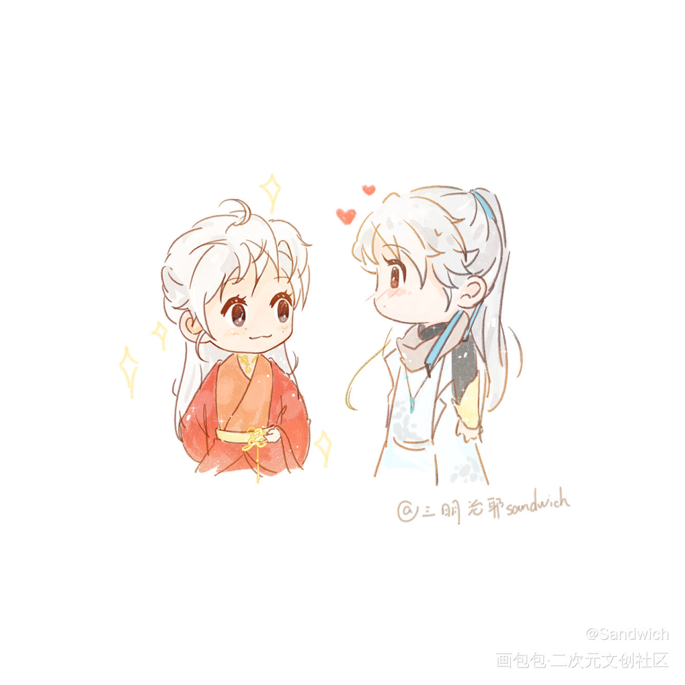 小甜饼_浪浪钉古风平涂日系Q版头像插画同人绘画作品