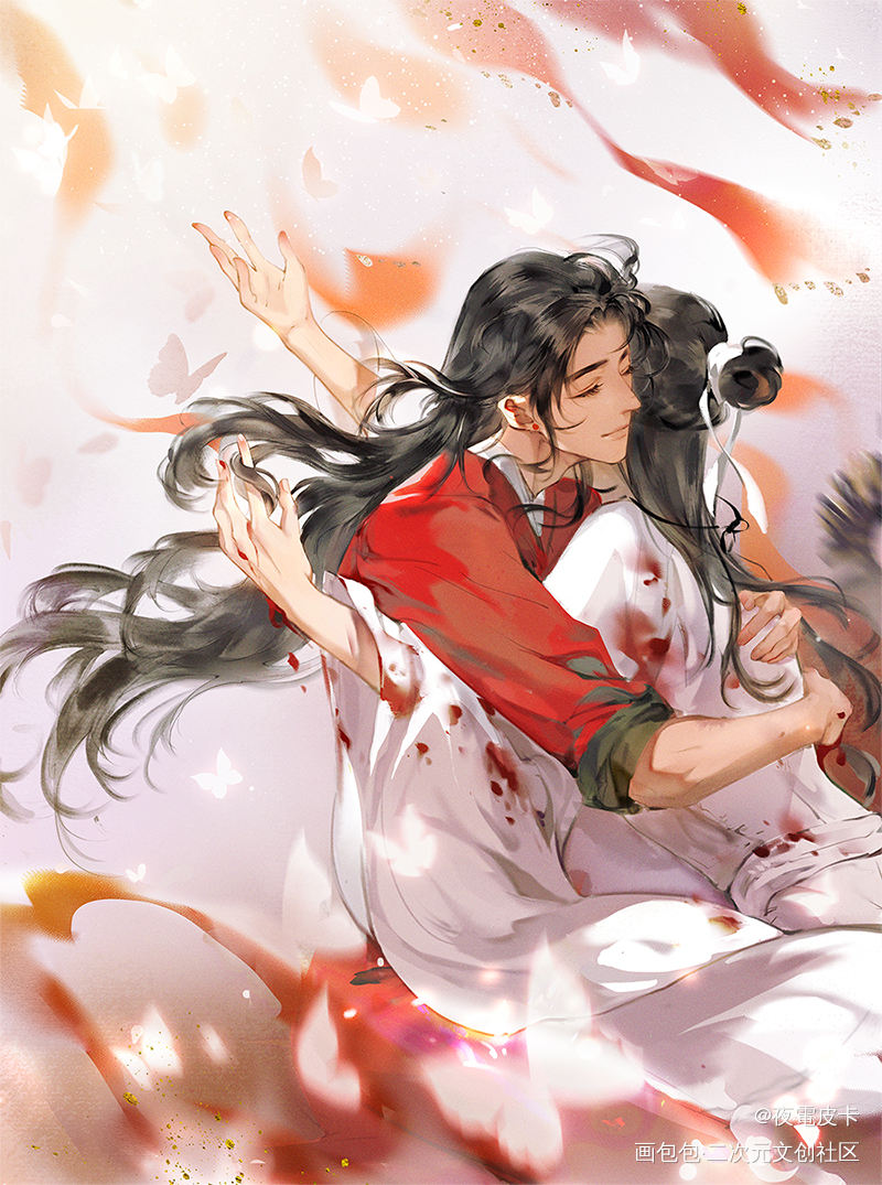 天官赐福，百无禁忌_天官赐福花怜谢怜花城平涂插画绘画作品