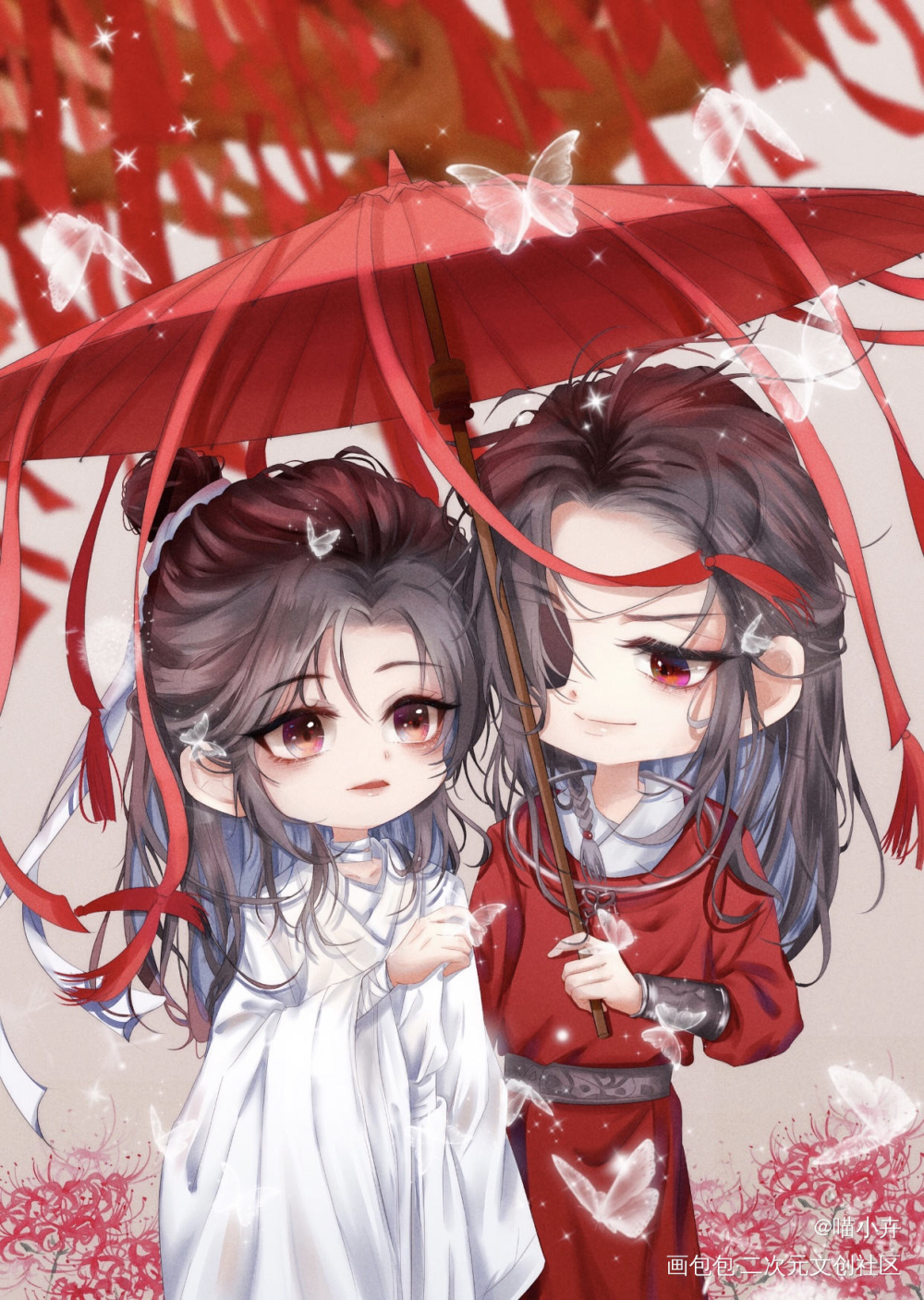 天官赐福_天官赐福花怜谢怜花城古风日系q版绘画作品