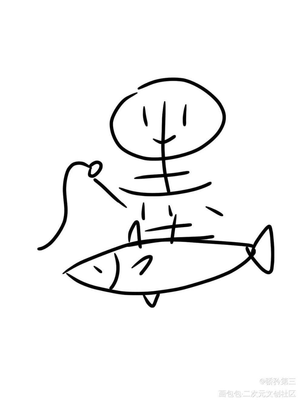 小墨骑鱼（……_墨香铜臭绘画作品