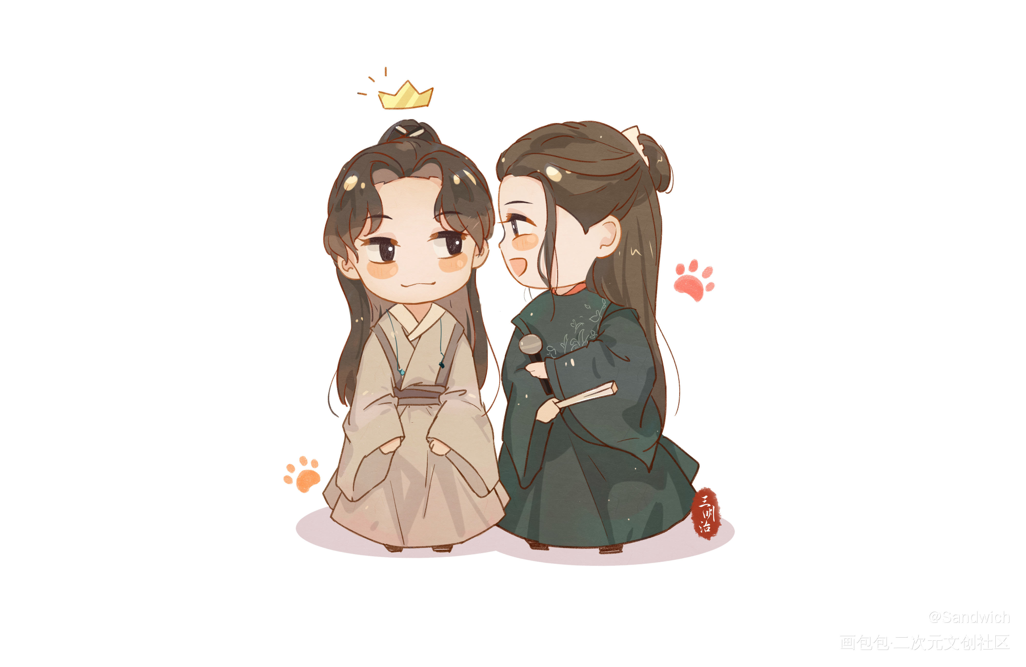 准备凑个九宫格～_浪浪钉古风Q版插画同人俊哲原创绘画作品