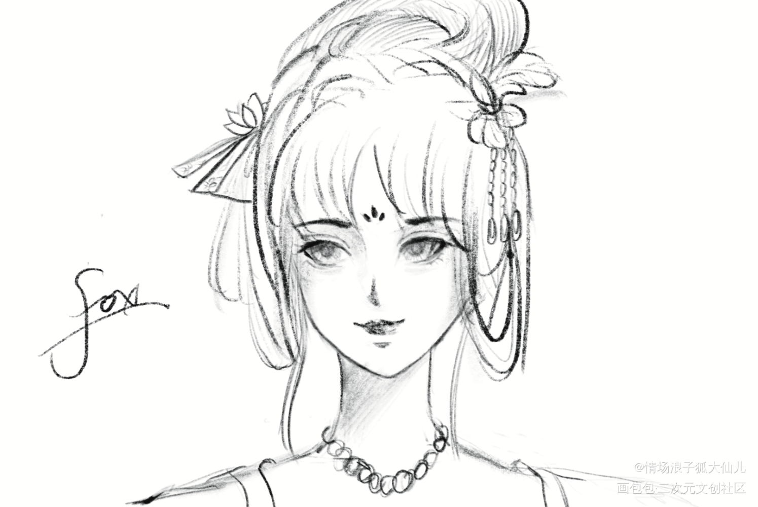 一个古风小美人儿_手绘古风绘画作品