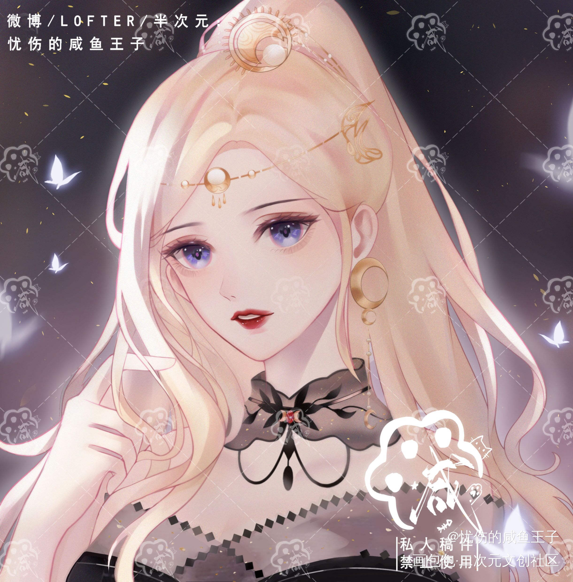 画画美女_剑网3古风平涂头像插画约稿原创绘画作品