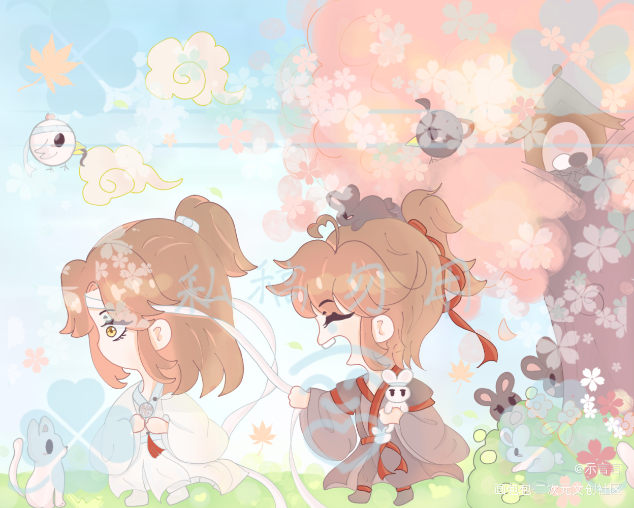 忘羡崽崽——老图_魔道祖师忘羡蓝忘机Q版我要上首推同人绘画作品