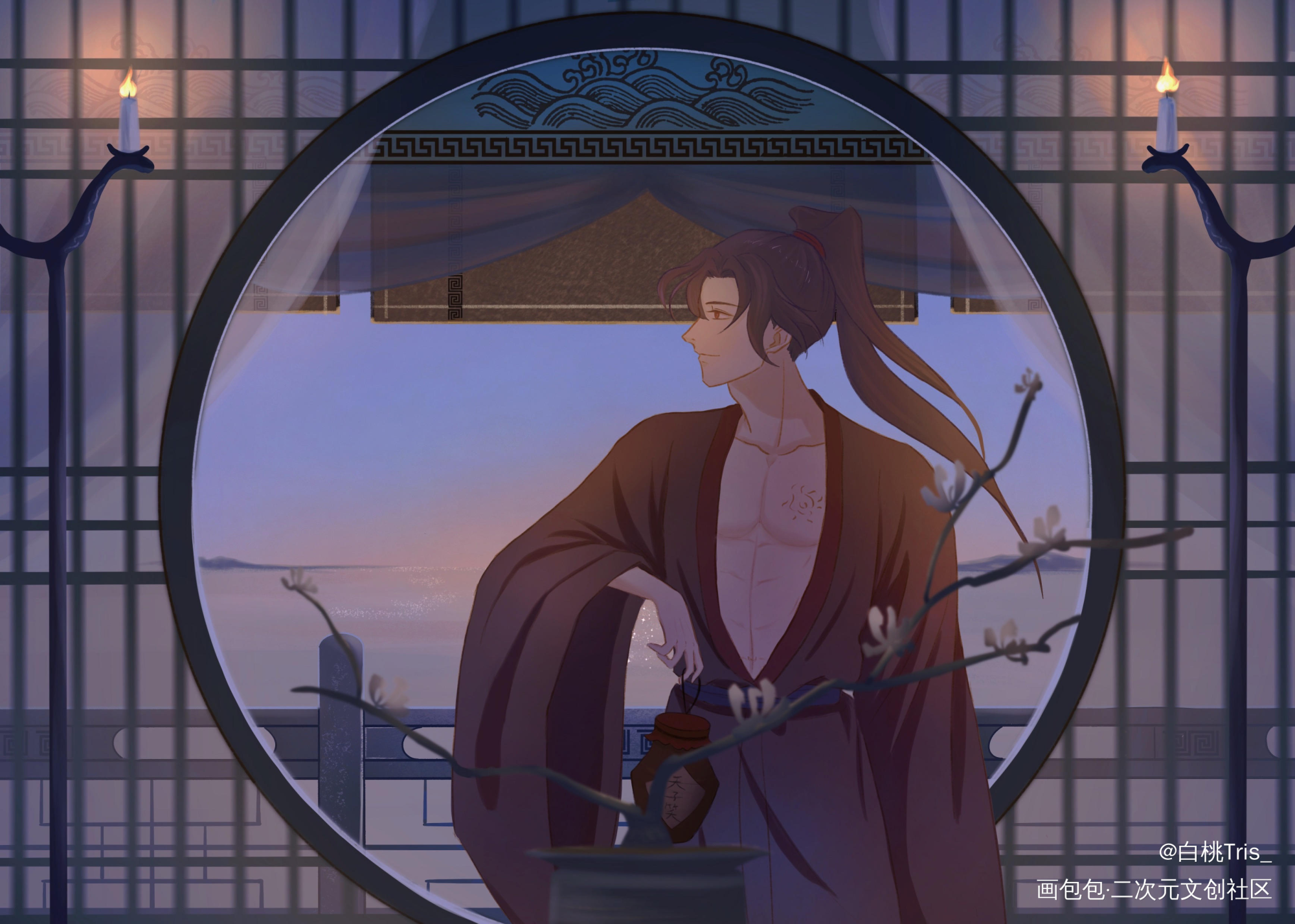 《昏》&《晨》忘羡（2P注意）_魔道祖师忘羡绘画作品