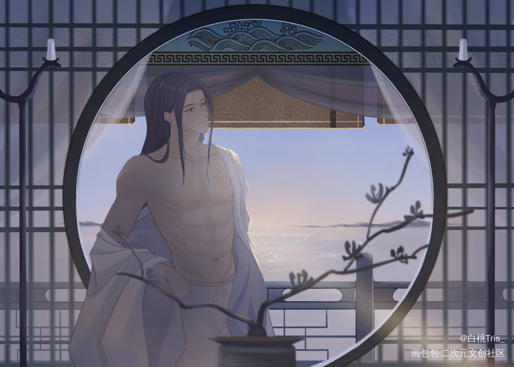 《昏》&《晨》忘羡（2P注意）_魔道祖师忘羡绘画作品