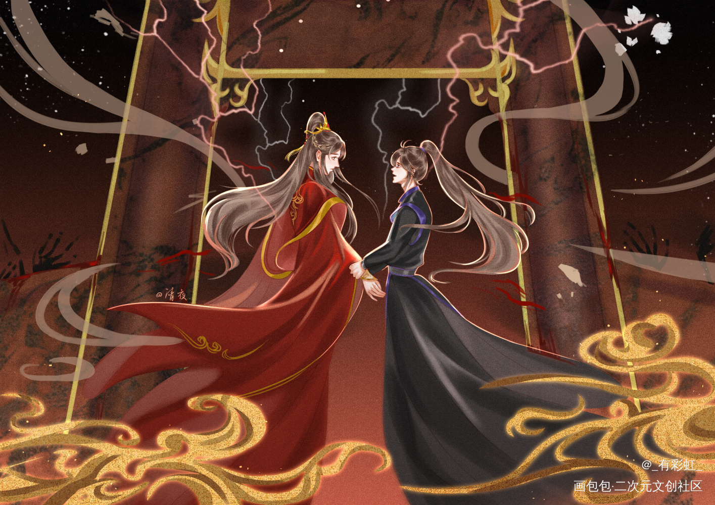 师尊已婚_二哈和他的白猫师尊燃晚墨燃楚晚宁古风平涂绘画作品