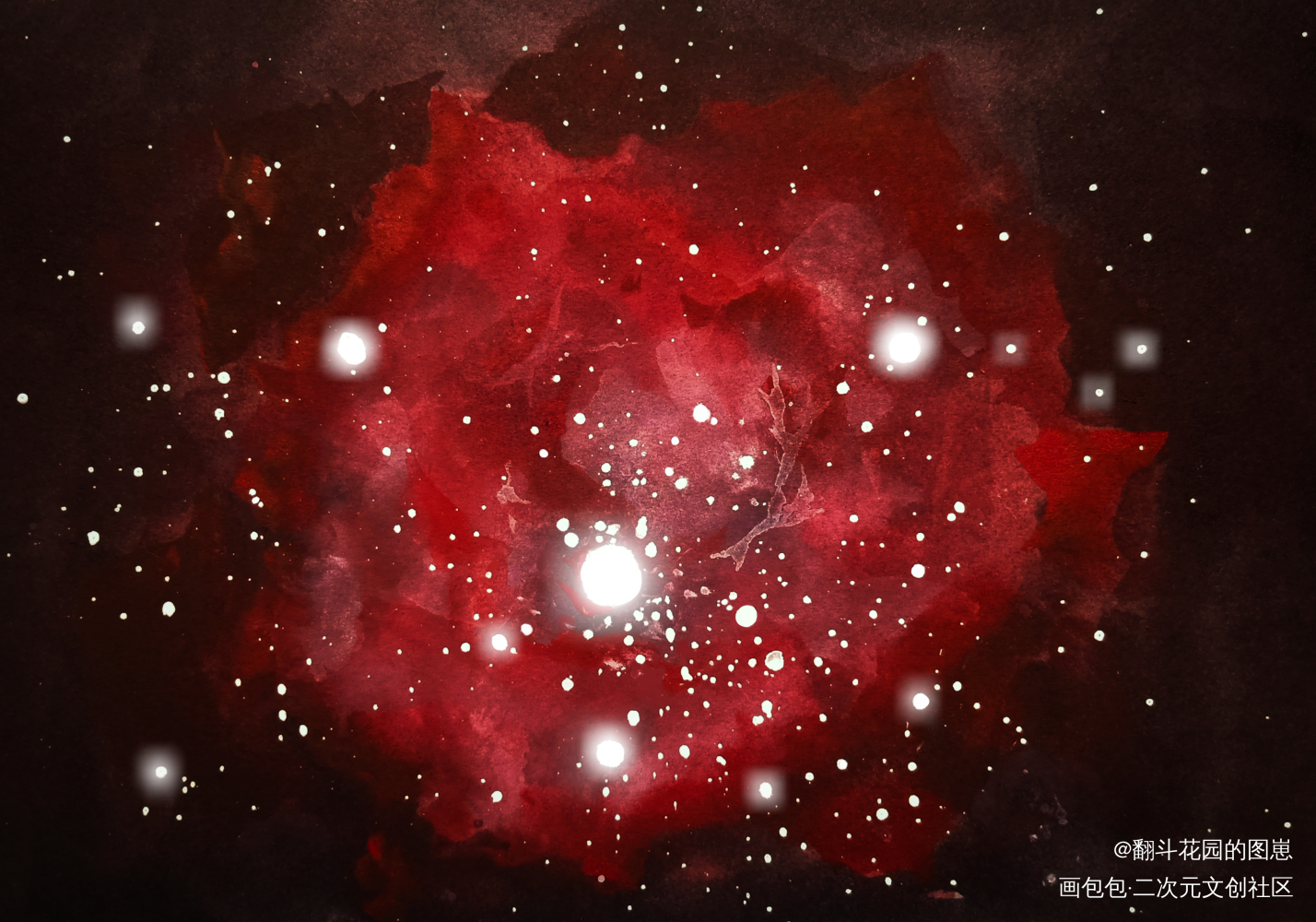 玫瑰星云NGC2237_我只喜欢你的人设自习周自珩夏习清绘画作品