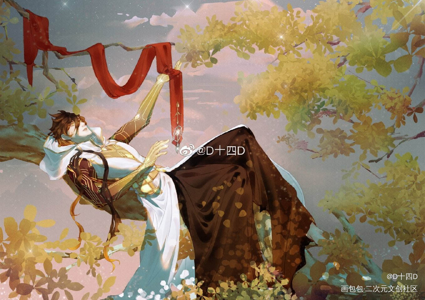 钟离神装_原神钟离约稿板绘绘画作品
