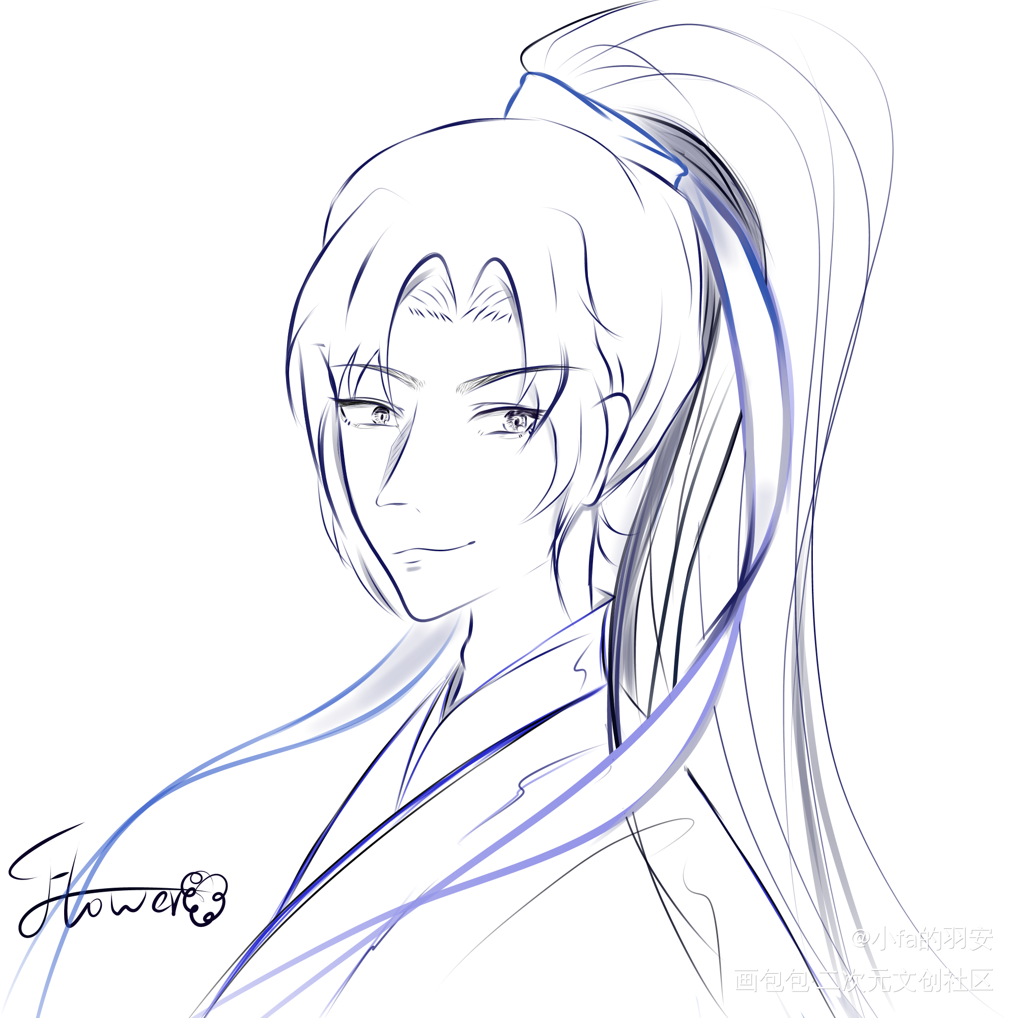 指绘狗勾_二哈和他的白猫师尊绘画作品