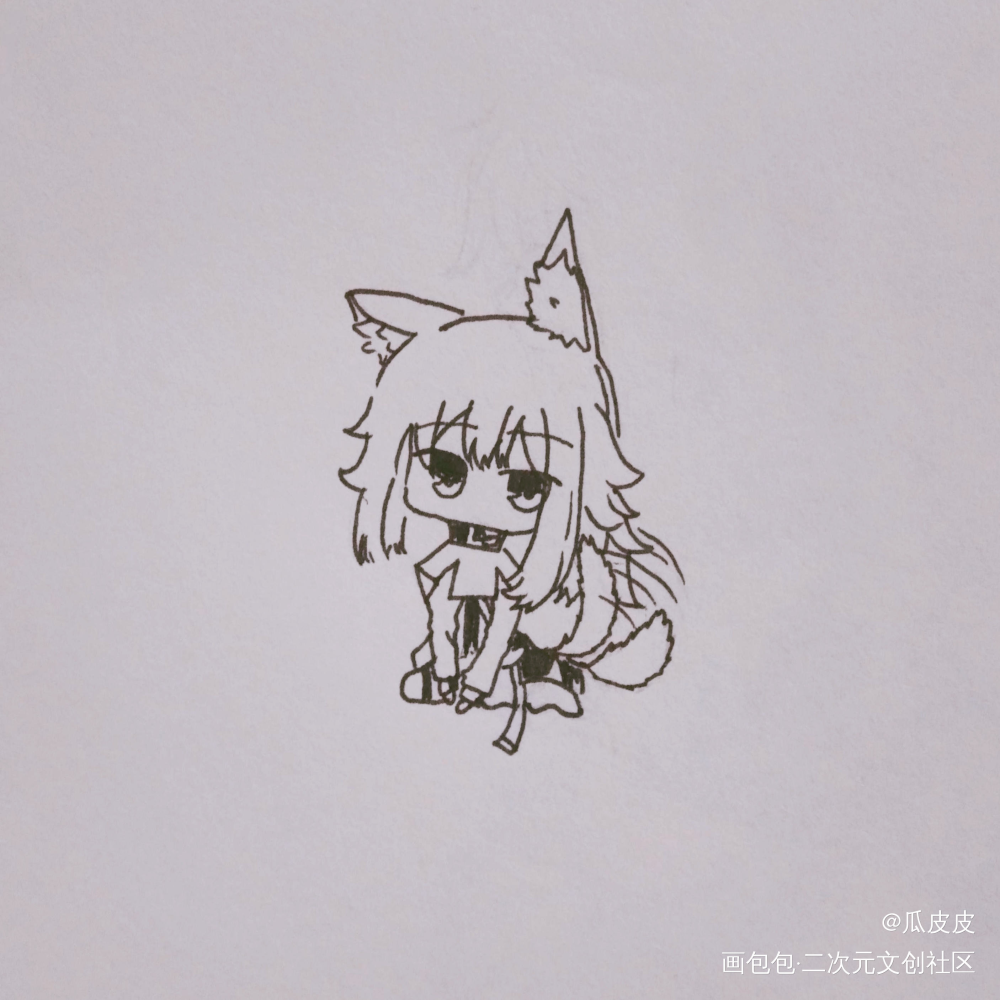 摸一只可爱的德克萨斯_明日方舟双狼组手绘绘画作品
