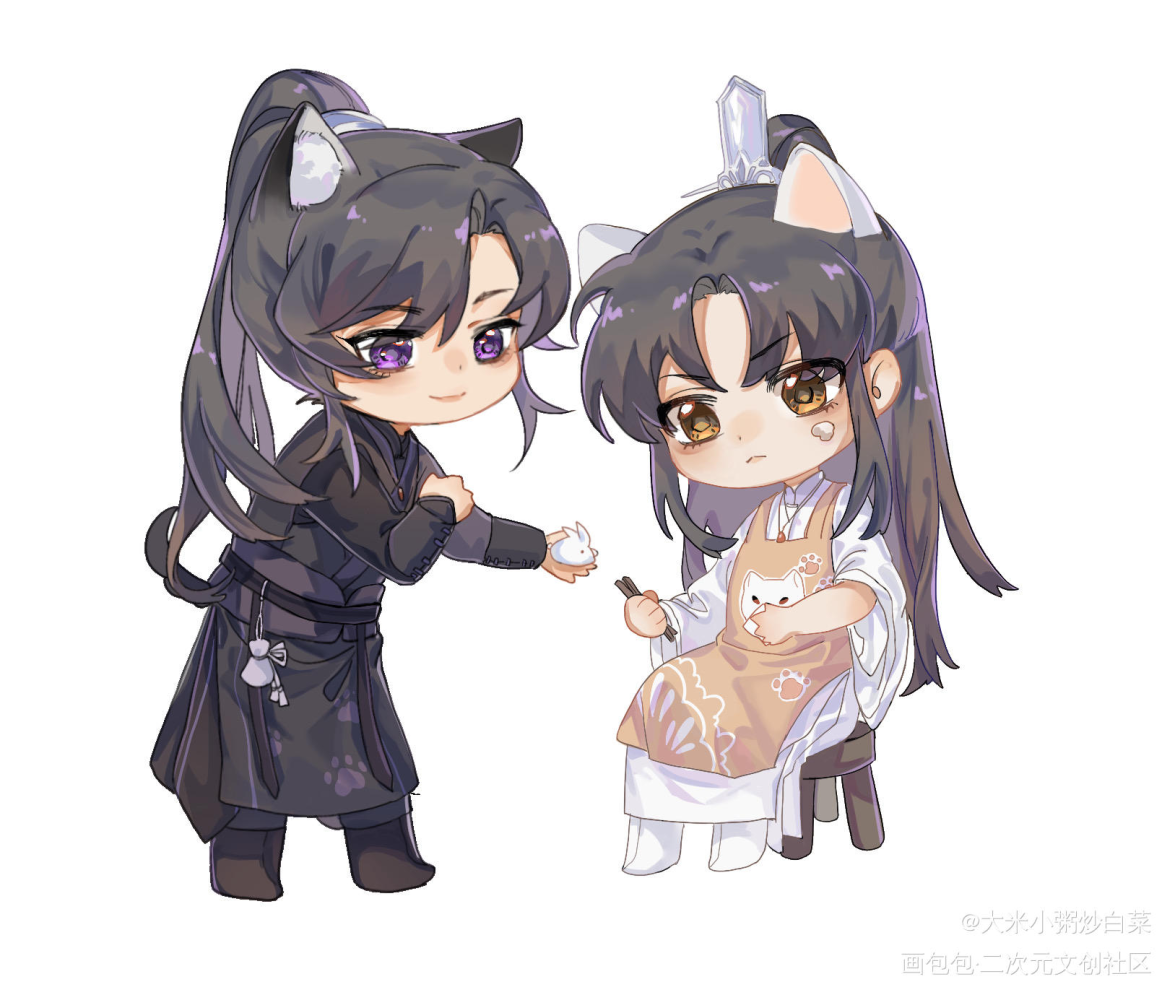 师尊生辰贺图~_二哈和他的白猫师尊燃晚墨燃楚晚宁古风平涂Q版绘画作品