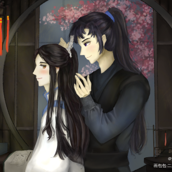 "一豆灯,一双人"_二哈和他的白猫师尊燃晚绘画作品