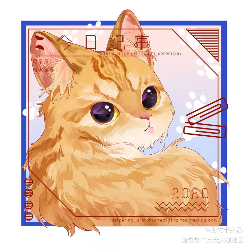 猫猫稿六连_猫猫平涂头像插画原创绘画作品