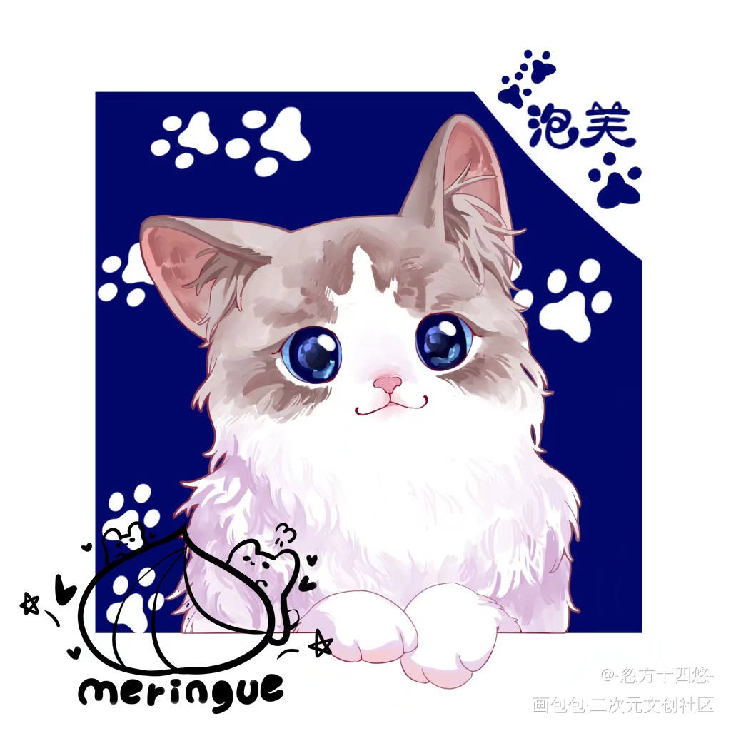 猫猫稿六连_猫猫平涂头像插画原创绘画作品