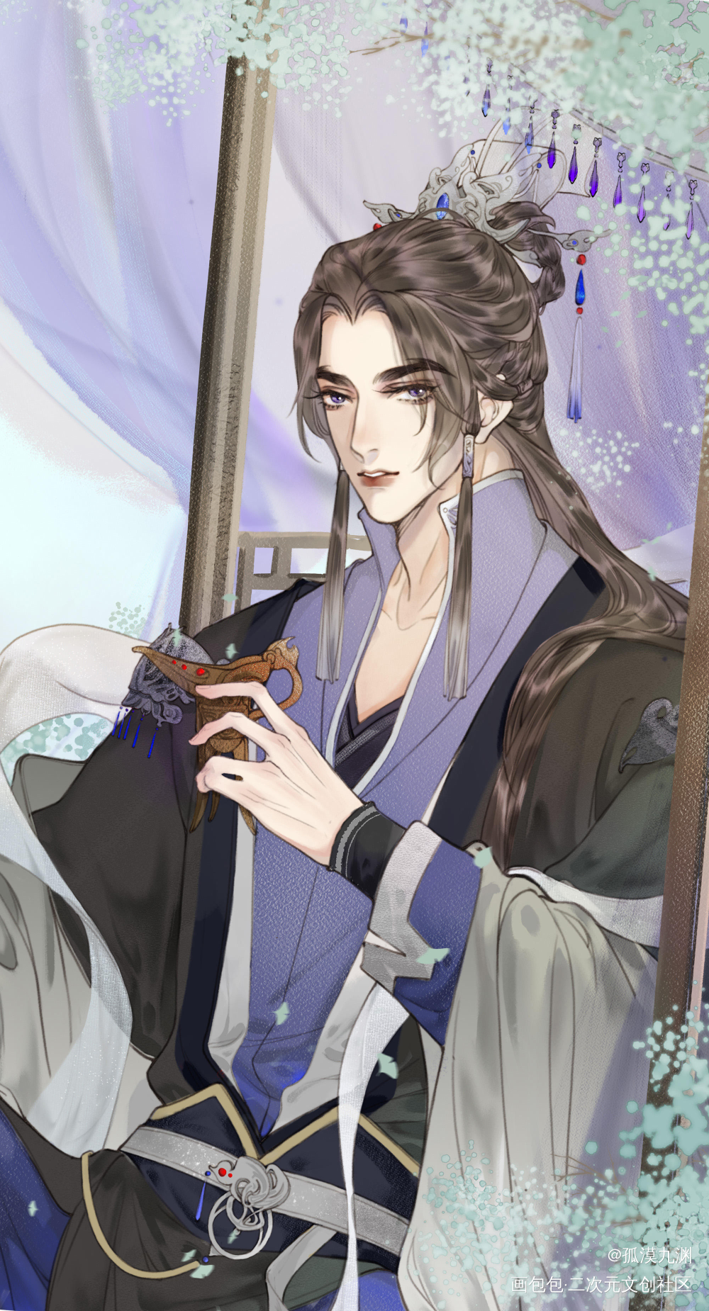 燃晚私设_二哈和他的白猫师尊燃晚古风绘画作品