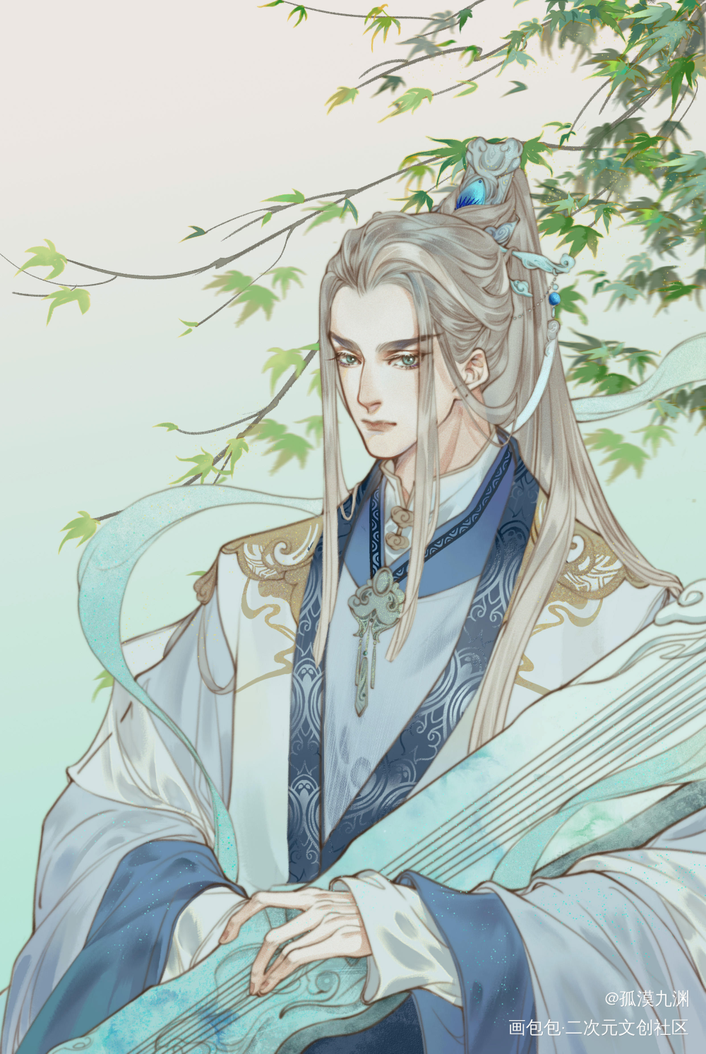 燃晚私设_二哈和他的白猫师尊燃晚古风绘画作品