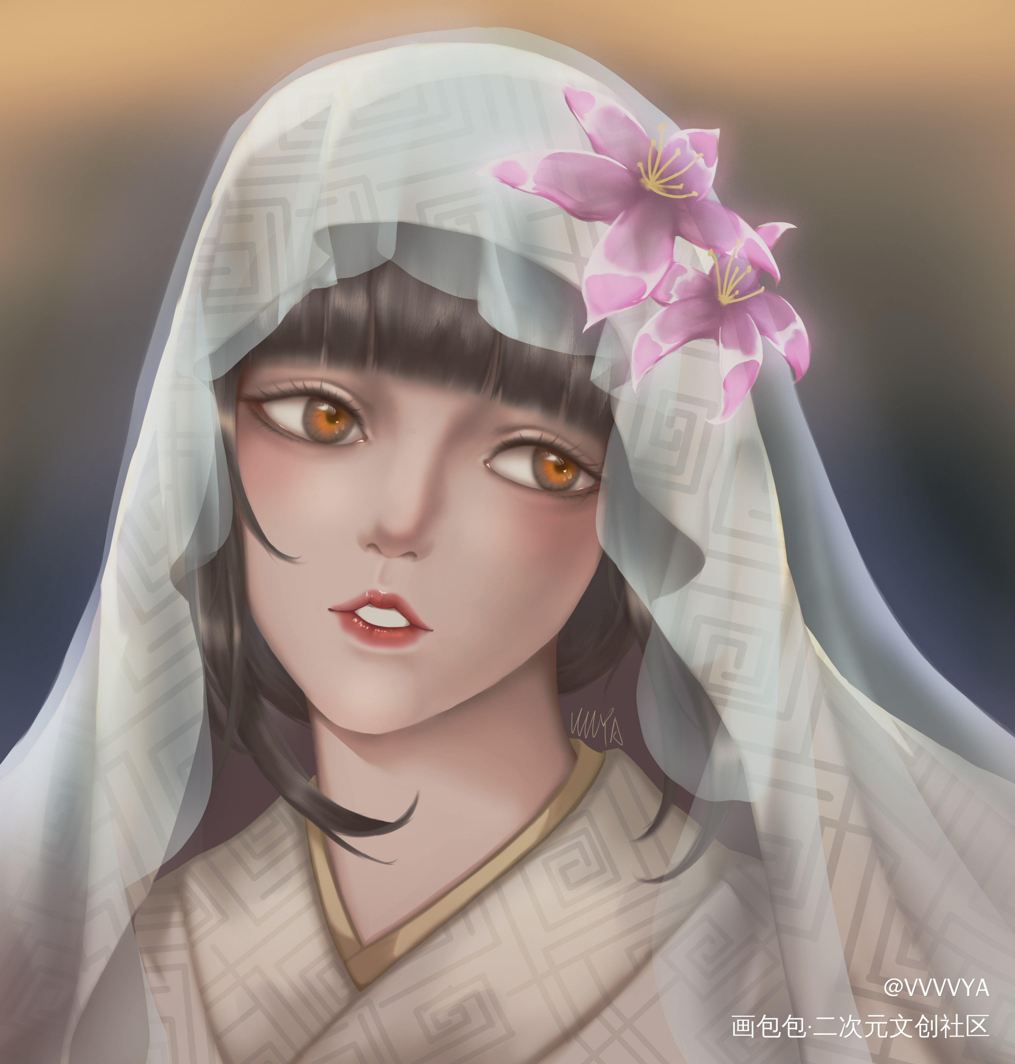 黑泽逢世_零濡鸦之巫女黑泽逢世厚涂头像绘画作品