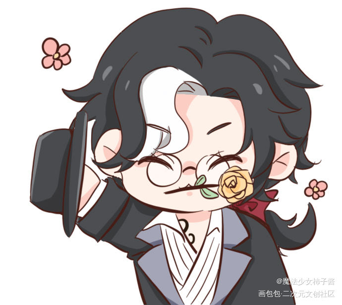 表情包一波_第五人格卡尔入殓师约瑟夫平涂日系Q版同人表情包绘画作品