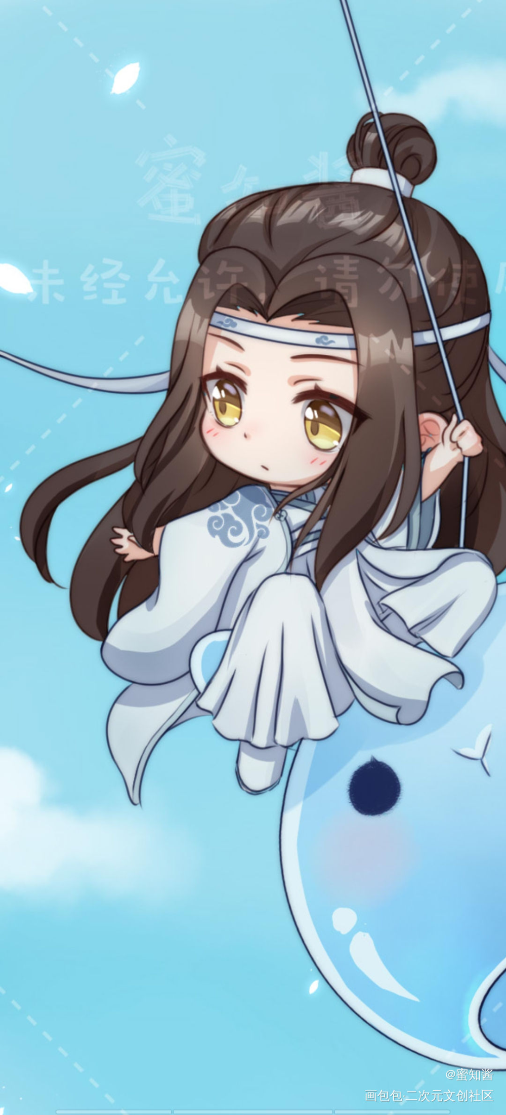 夏天的风铃忘羡☀️_魔道祖师忘羡蓝忘机魏无羡日系Q版我要上首推插画同人绘画作品