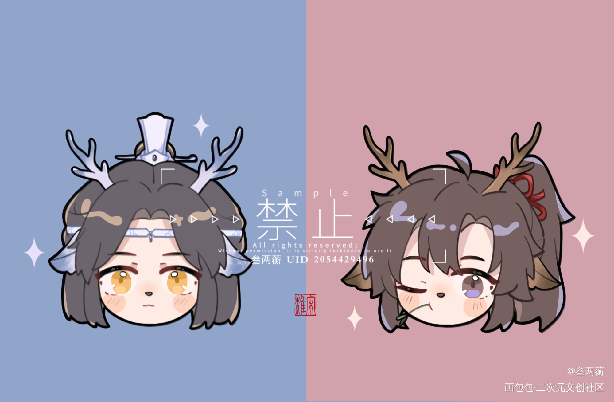 小鹿叽x小鹿羡_魔道祖师忘羡Q版绘画作品