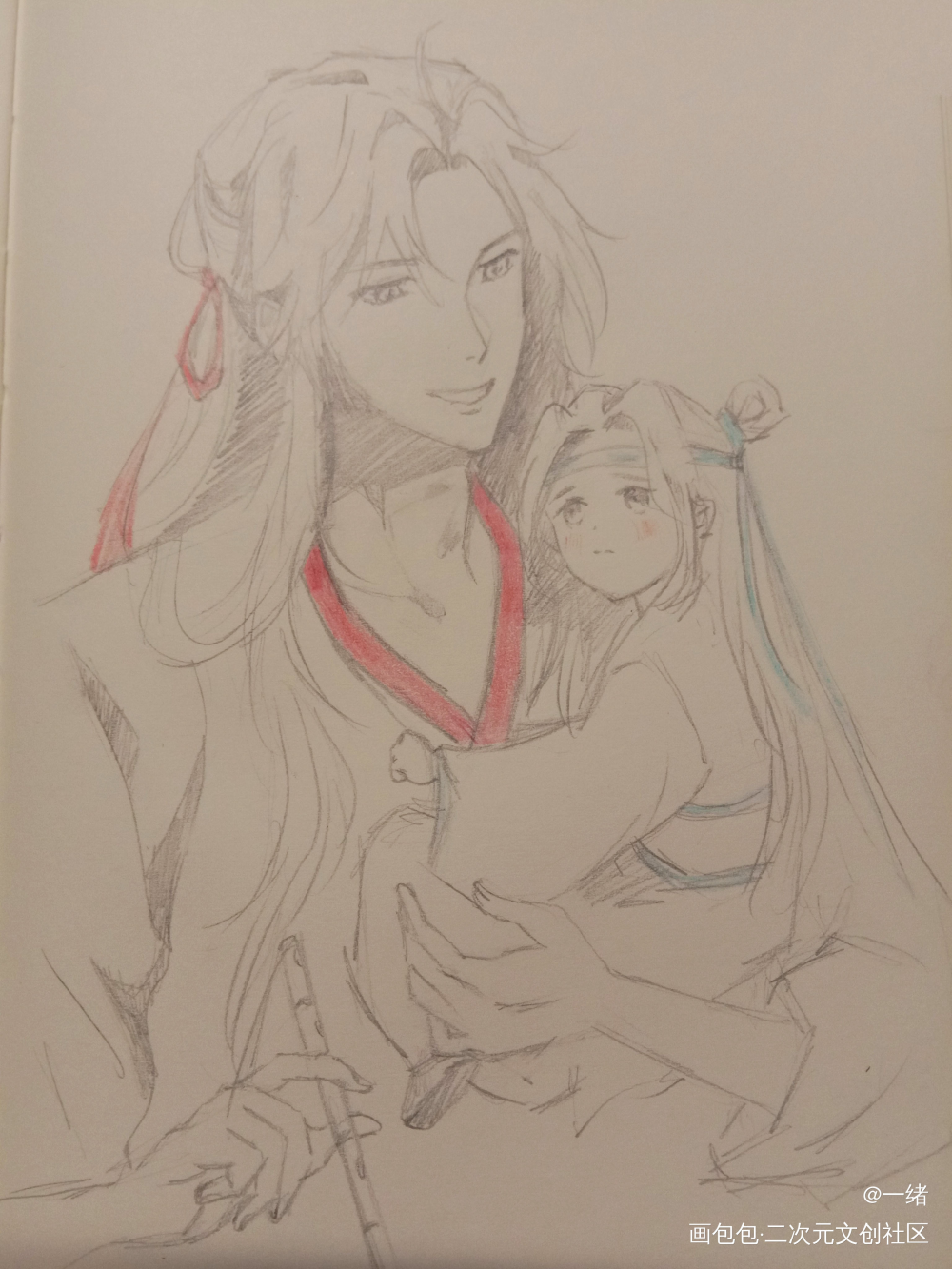 是老祖羡和小汪叽呐_手绘绘画作品