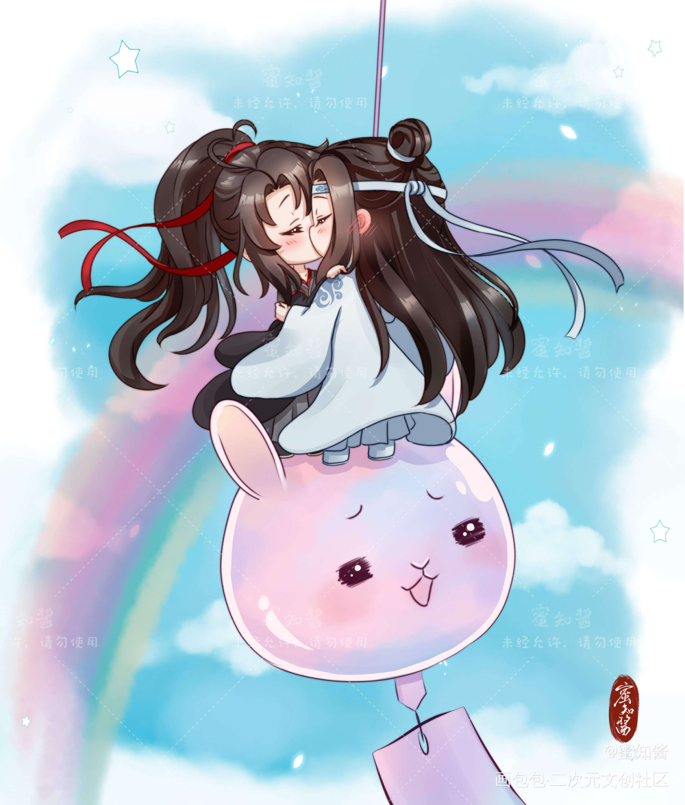 魔道祖师忘羡蓝忘机魏无羡日系q版我要上首推插画同人绘画作品