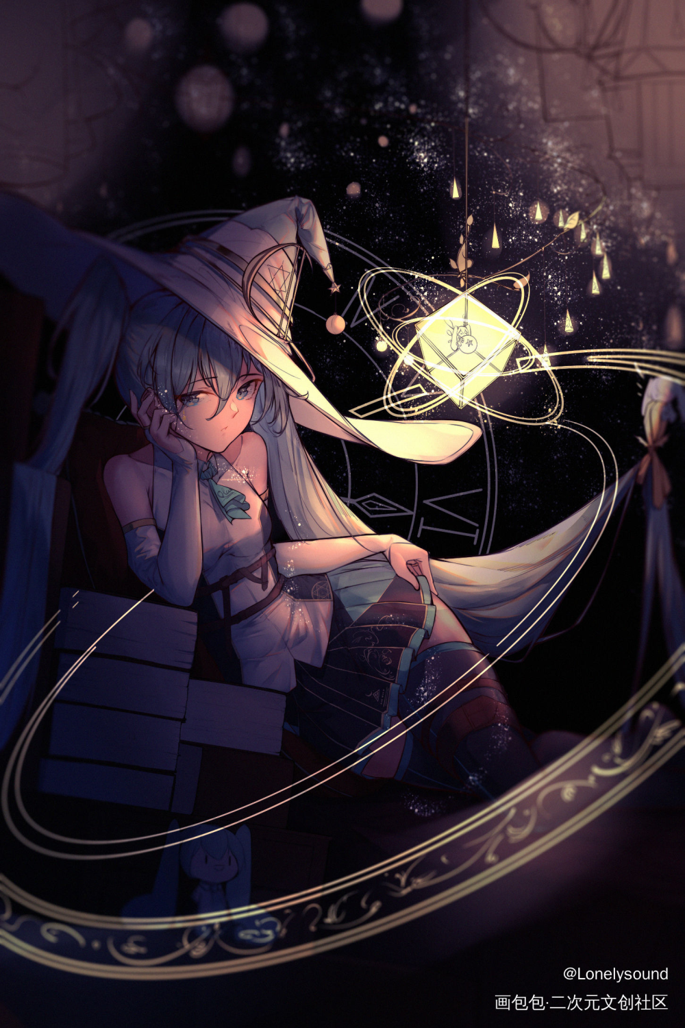 魔女_VOCALOID初音未来平涂日系插画同人绘画作品