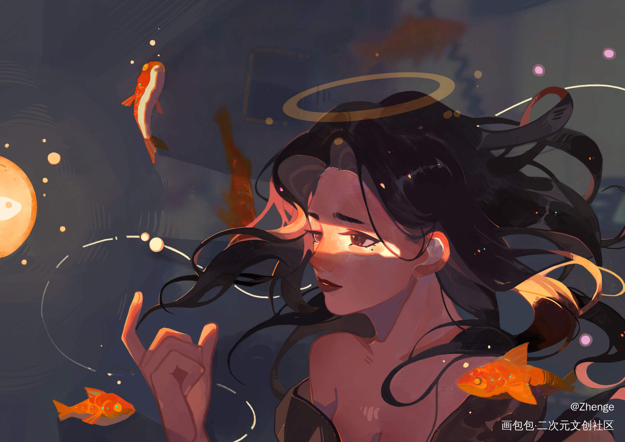 Sea angel._色彩平涂板绘绘画作品