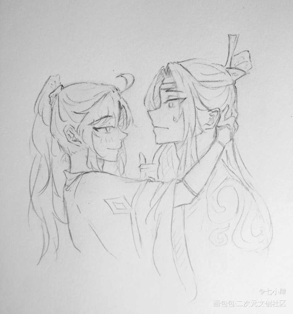 挑逗_魔道祖师忘羡蓝忘机魏无羡手绘绘画作品