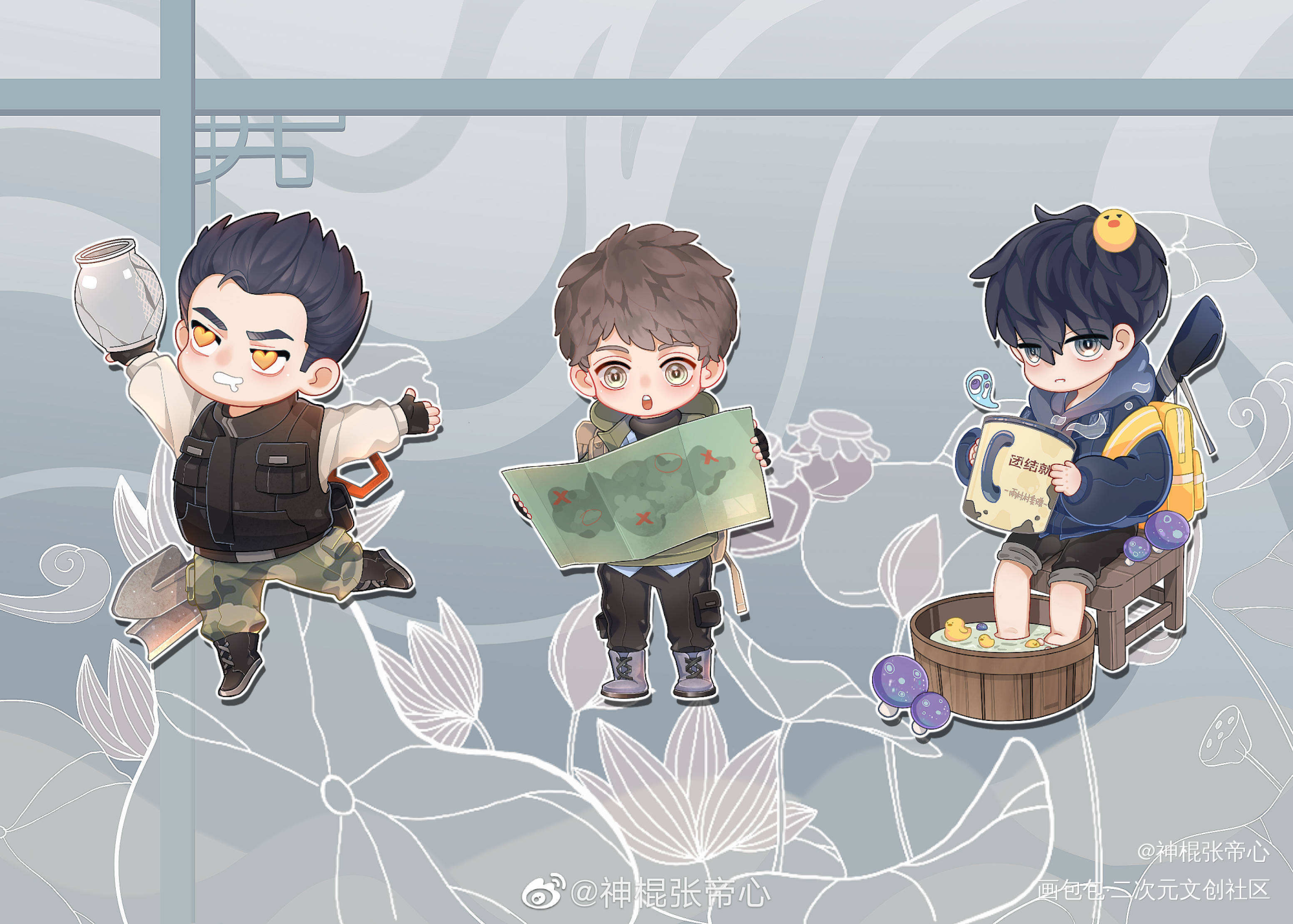 铁三角Q弹版1.0_盗墓笔记绘画作品