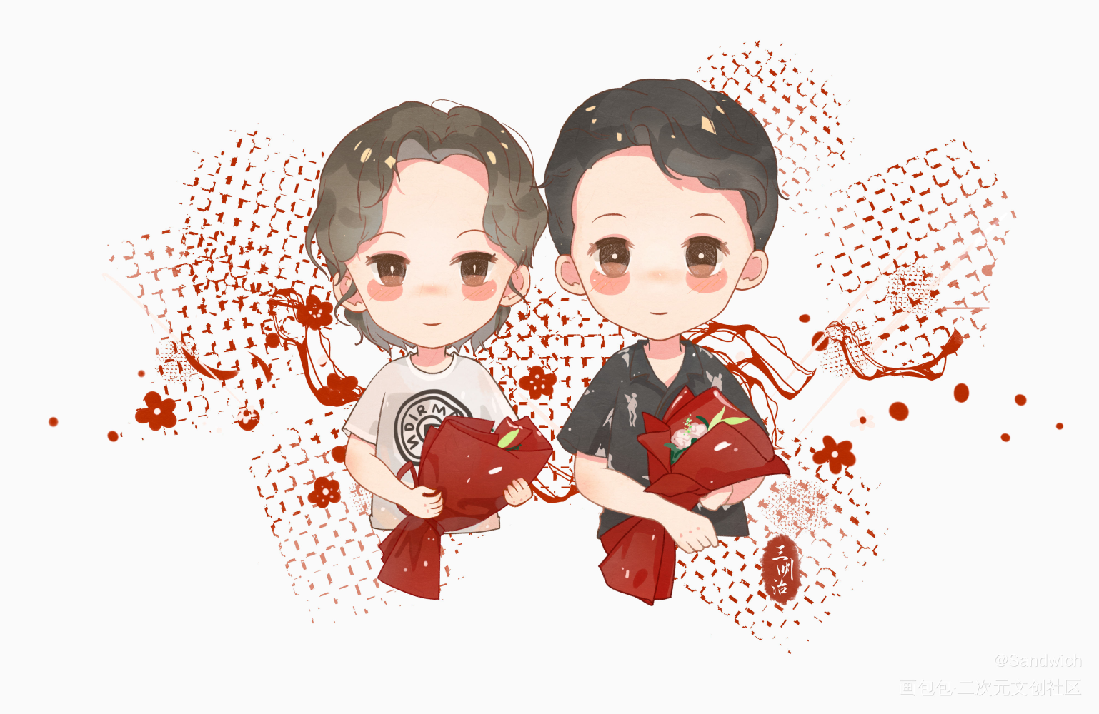 bb，唱起来～_浪浪钉平涂Q版插画同人俊哲绘画作品