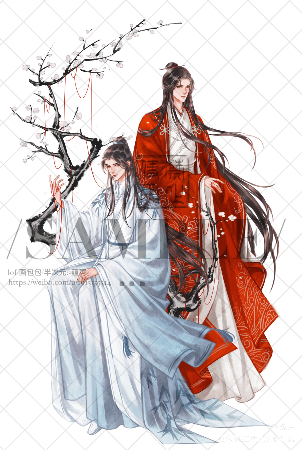 直播画了很久的稿稿_判官尘不到闻时绘画作品