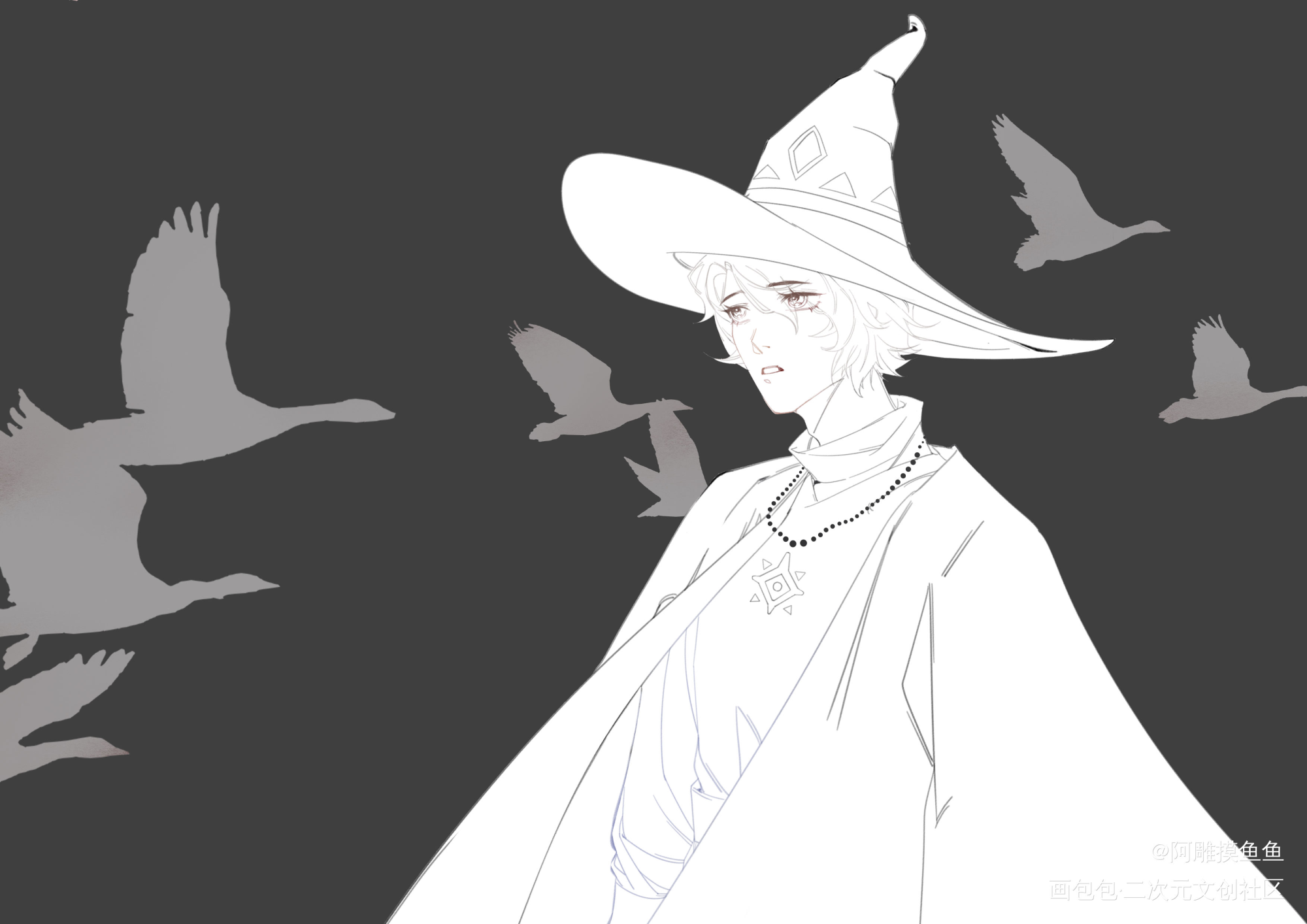 一个巫师帽帅哥_光遇光遇sky绘画作品