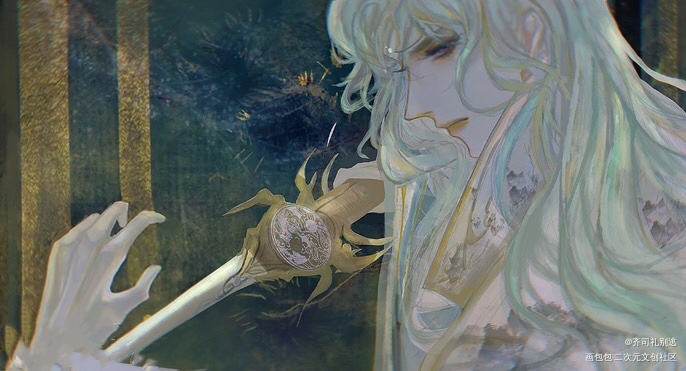 秋水浮萍任飘渺_金光布袋戏任飘渺古风同人procreate绘画作品