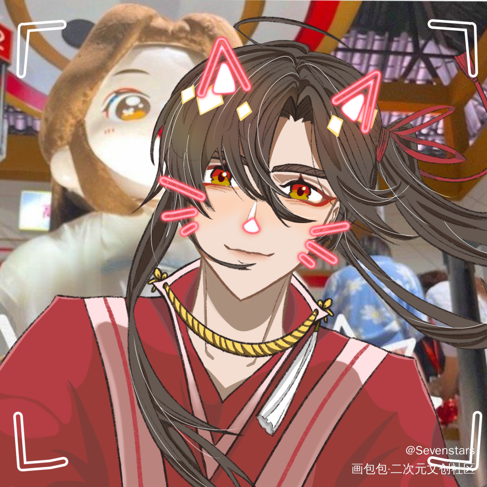 摸鱼_天官赐福花城平涂绘画作品