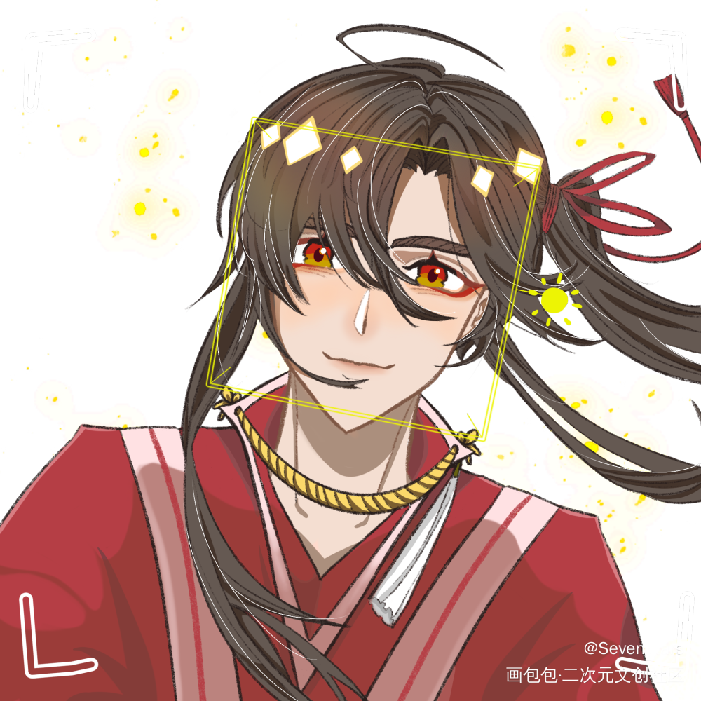 摸鱼_天官赐福花城平涂绘画作品